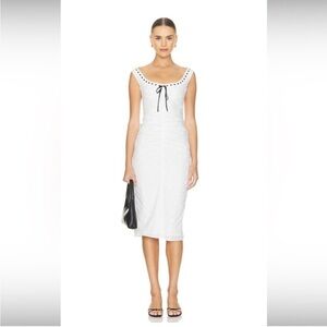 MAJORELLE Carmen Midi Dress in White XS